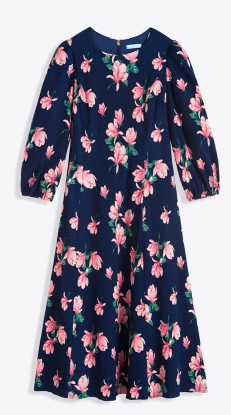 Draper James Women’s Matilda Crewneck Midi Dress in Magnolia Buds Size 2